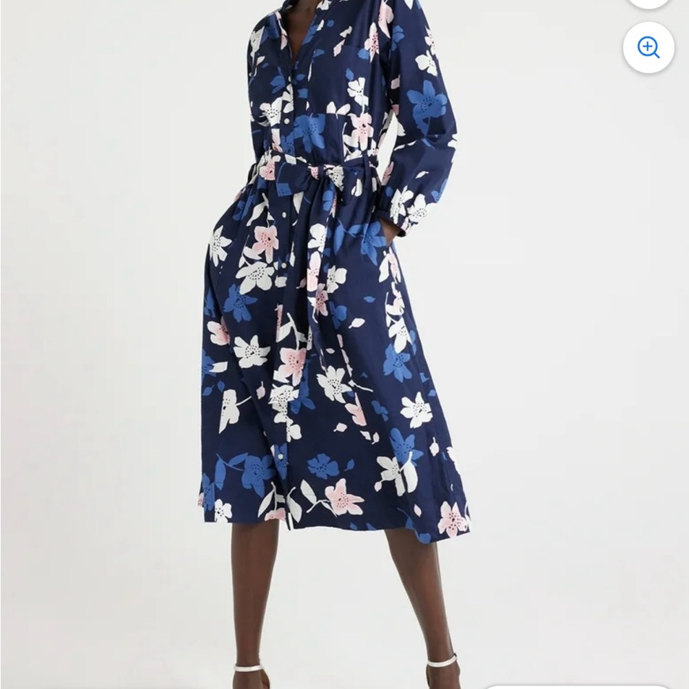 Free Assembly Women's Belted Midi Dress, Floral Long Sleeve Size XL - Picture 10 of 16
